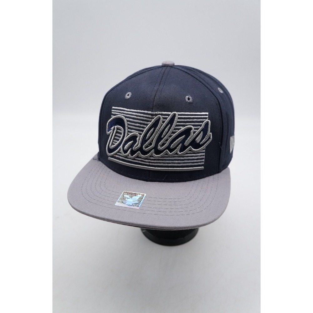 Dallas Texas Snapback Hat Baseball Cap Blue Gray Spellout Cowboys OSFA
